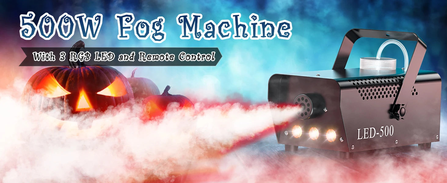 U'King 500W Smoke Machine RGB 3 LED Mixed Color Fog Machine with Remote Control Stage Smoke Ejector for Party DJ Disco Halloween