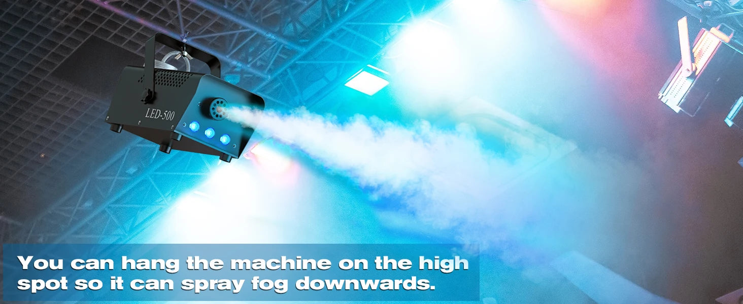 U'King 500W Smoke Machine RGB 3 LED Mixed Color Fog Machine with Remote Control Stage Smoke Ejector for Party DJ Disco Halloween