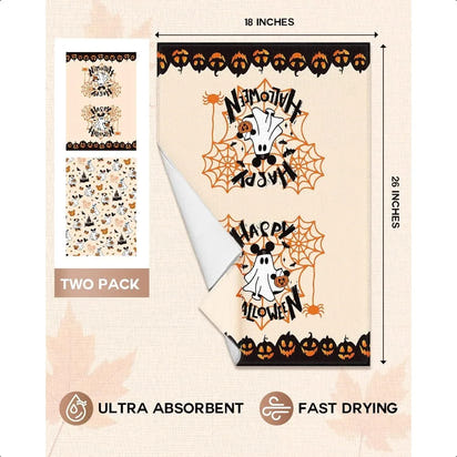 Halloween Kitchen Towels Set of 2 Halloween Towels Kitchen 18x26 Inches Holiday Themed Dish Towel for Home Decoration Absorbent