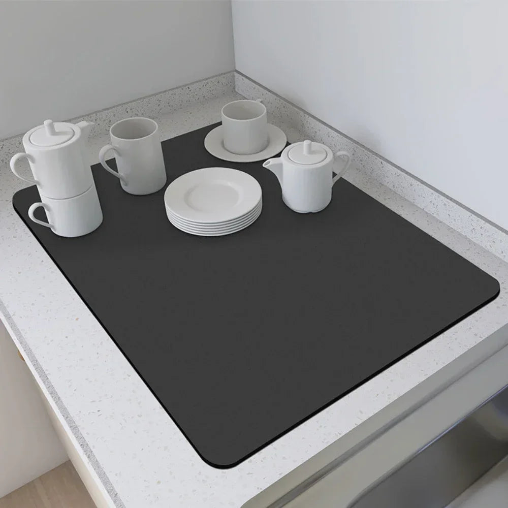 Dish Drying Mat for Kitchen Counter, Absorbent Dish Drying Mat, Dish Drying Pad with Non-slip Rubber Backed, Coffee Mat