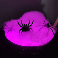 Cauldron Halloween Decor Black Plastic Cauldron with Handle Ball Ornaments Artificial Cotton Lights for Table Home Kitchen Room