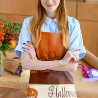 Halloween Printed Linen Apron Waterproof Kitchen Cooking Accessories (82x68cm)