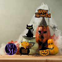 Halloween Wooden Sign Tiered Tray Decor Set Farmhouse Kitchen Decoration (B)