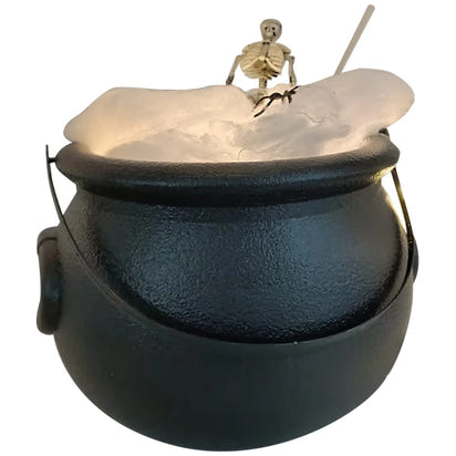 Cauldron Halloween Decor Black Plastic Cauldron with Handle Ball Ornaments Artificial Cotton Lights for Table Home Kitchen Room