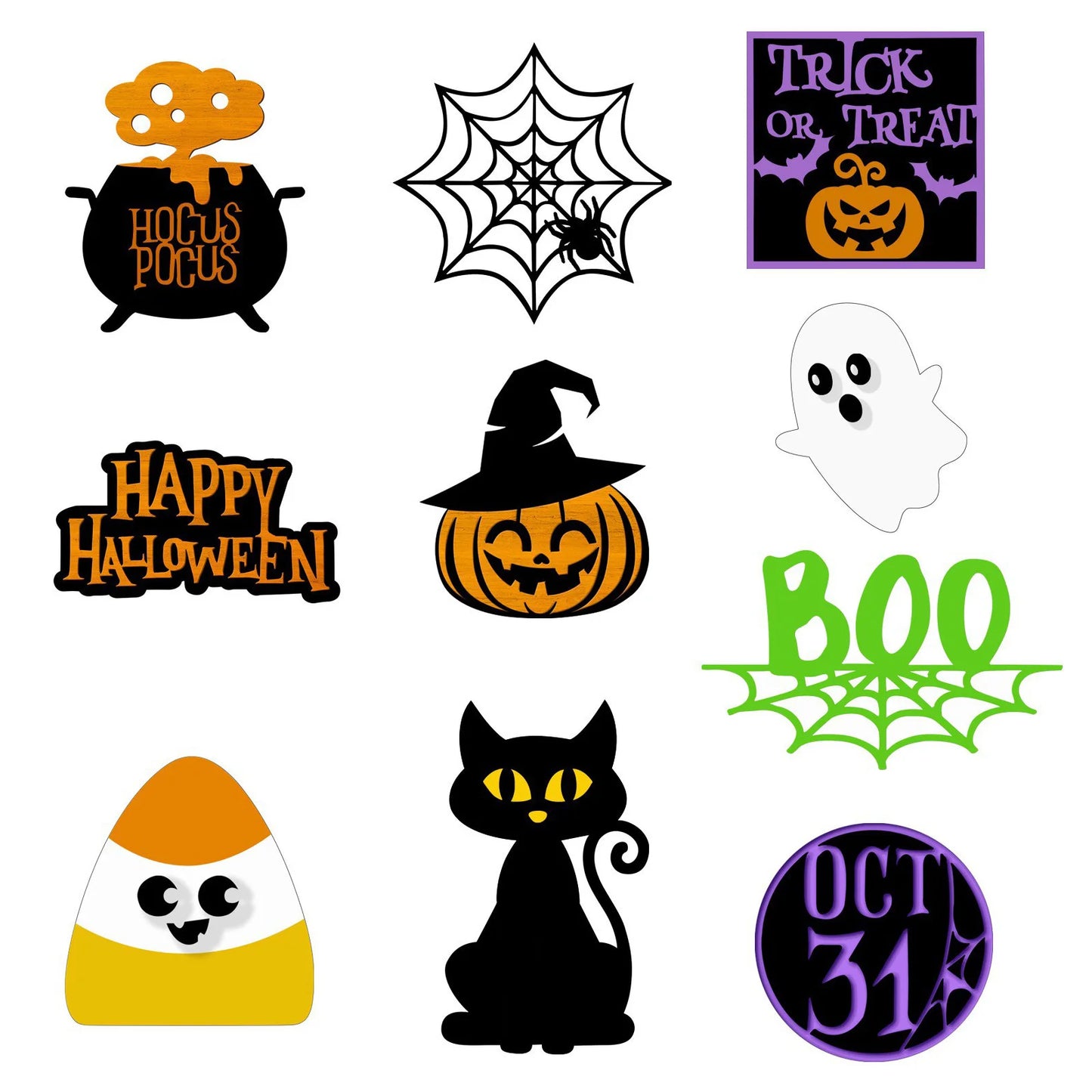 Halloween Wooden Sign Tiered Tray Decor Set Farmhouse Kitchen Decoration (B)