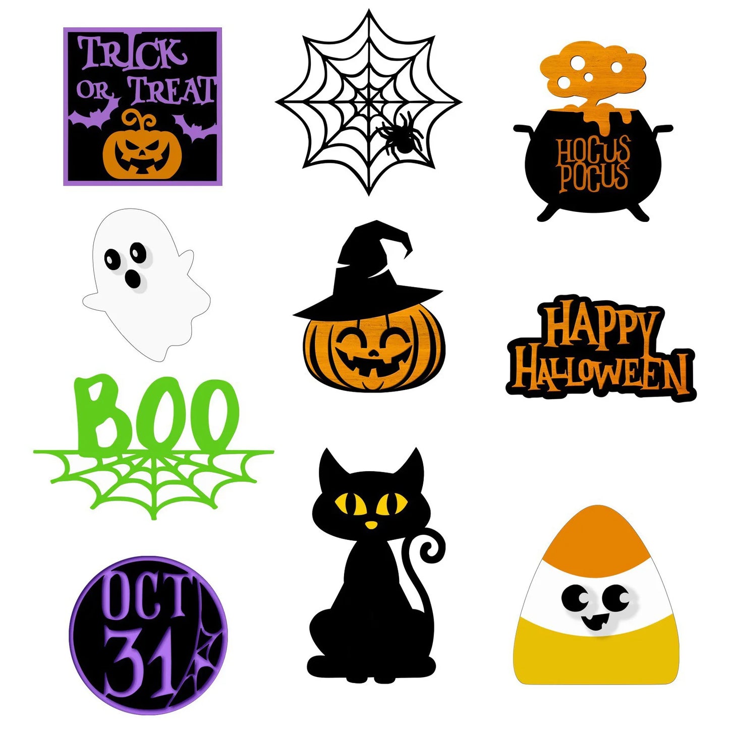 Halloween Wooden Sign Tiered Tray Decor Set Farmhouse Kitchen Decoration (B)