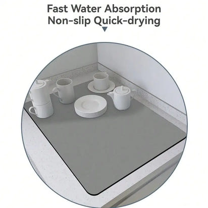 Dish Drying Mat for Kitchen Counter, Absorbent Dish Drying Mat, Dish Drying Pad with Non-slip Rubber Backed, Coffee Mat