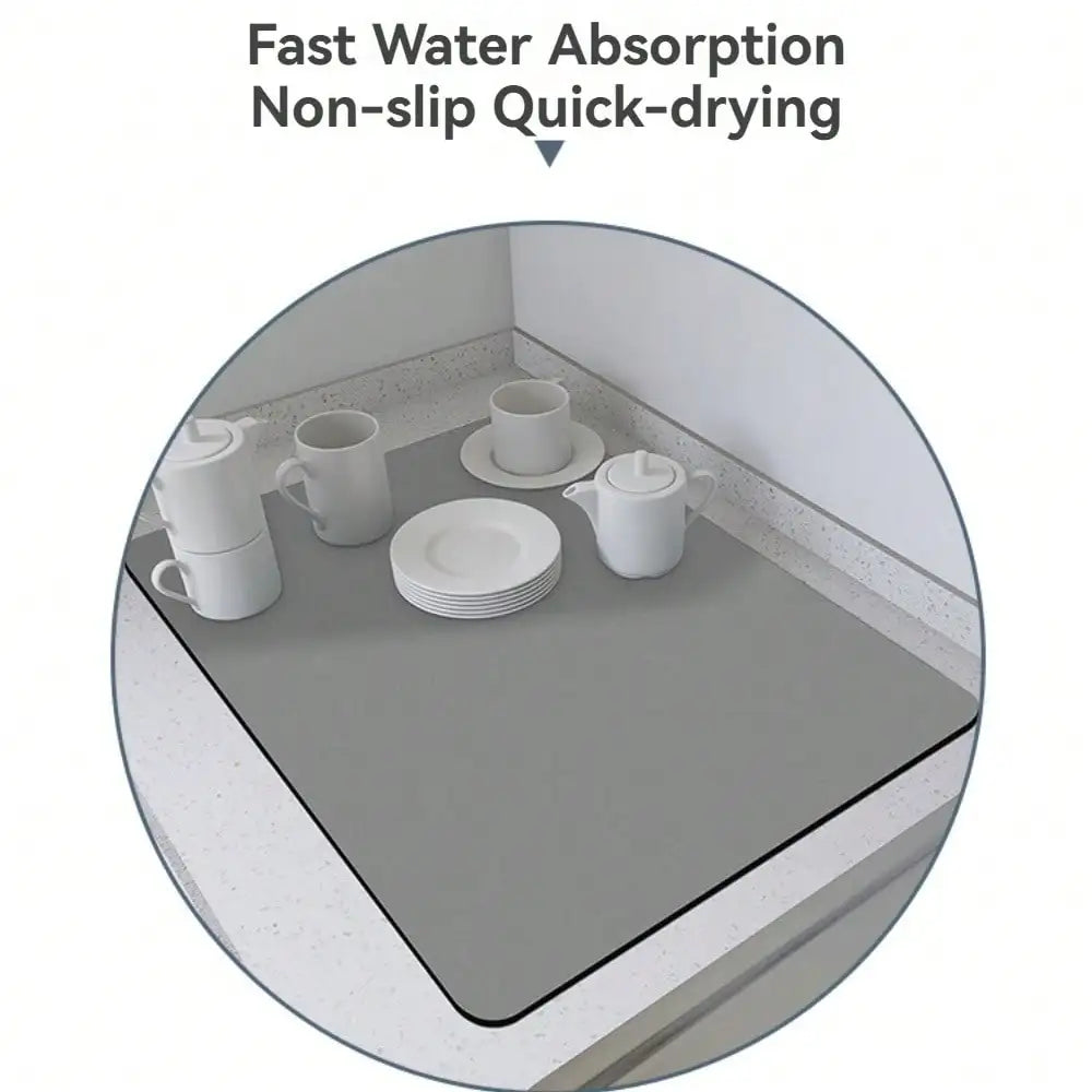 Dish Drying Mat for Kitchen Counter, Absorbent Dish Drying Mat, Dish Drying Pad with Non-slip Rubber Backed, Coffee Mat