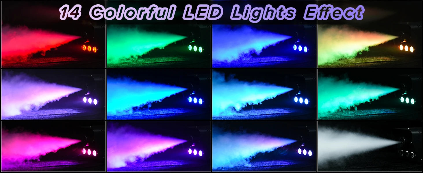U'King 500W Smoke Machine RGB 3 LED Mixed Color Fog Machine with Remote Control Stage Smoke Ejector for Party DJ Disco Halloween